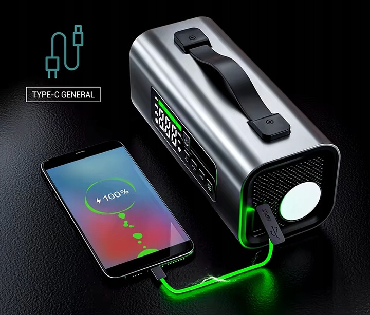 Jump Starter Booster Kompresor Samochodowy Dmuchawa Powerbank