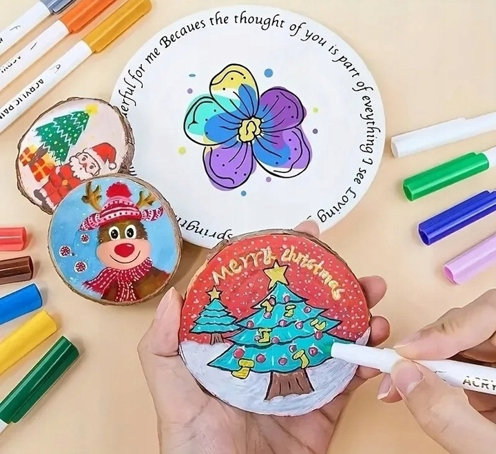 MARKERY AKRYLOWE Pisaki Flamastry Mazaki WODOODPORNE Z FARBĄ ZESTAW 60 SZT