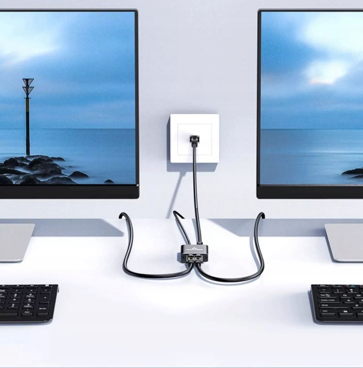 Adapter rozdzielacz mini Switch splitter LAN Ethernet RJ45 2xRJ45 1000M 1GB