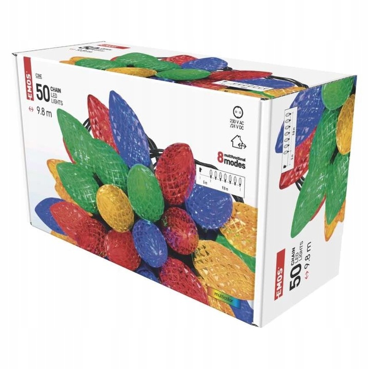 Światełka tradycyjne kolorowe szyszki LED Lampki choinkowe retro PRL EMOS