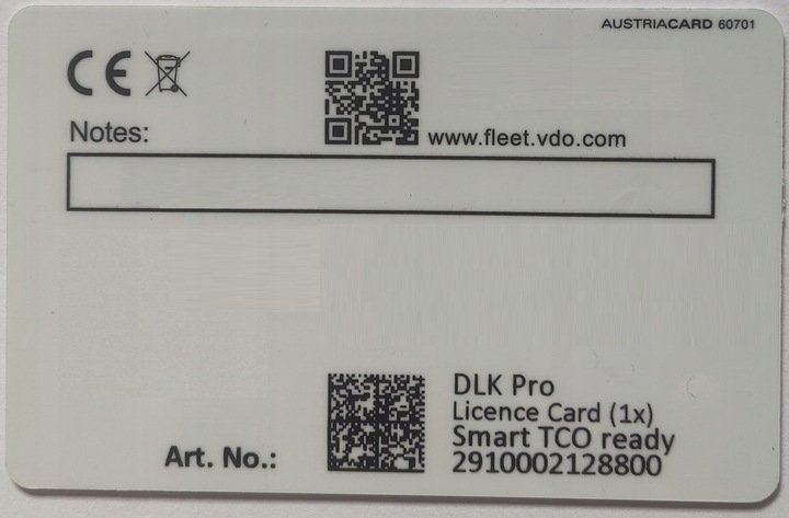 Karta licencja aktualizacja oprogramowanie dla czytników VDO DLK