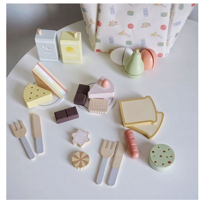 Drewniany Zestaw Piknikowy Dla Dzieci Nunukids Piknik Torba Mata Akcesoria