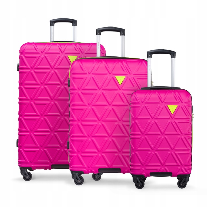 PUCCINI Zestaw WALIZEK Podróżnych Duża Średnia Kabinowa 3w1 ABS ABS018 3A