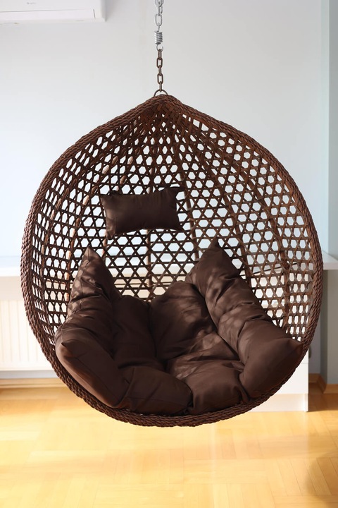 KOSZ WISZĄCY KOKON HUŚTAWKA BRĄZOWY TROPIKAL