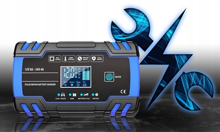 Prostownik AUTOMATYCZNY SAMOCHODOWY FUNKCJA NAPRAWY DO AKUMULATORÓW 12V 24V