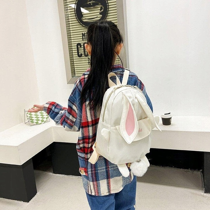 PLECAK DLA DZIECI KRÓLIK Z USZAMI - Biały (kremowy)