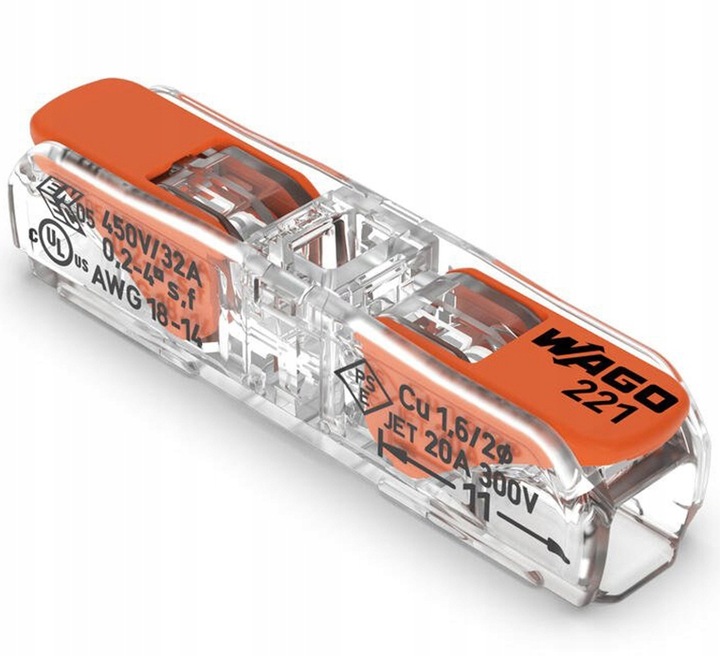 WAGO SZYBKOZŁĄCZKĄ PRZELOTOWA 2x0,2-4 221-2411 60 Sztuk