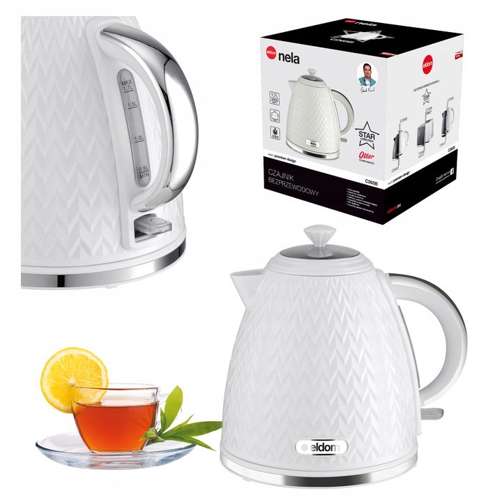 CZAJNIK ELEKTRYCZNY BEZPRZEWODOWY 1,7l C265 ELDOM BIAŁY