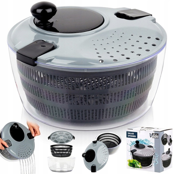 Duża WIRÓWKA SAŁATY warzyw owoców suszarka obrotowa pojemnik sitko cedzak