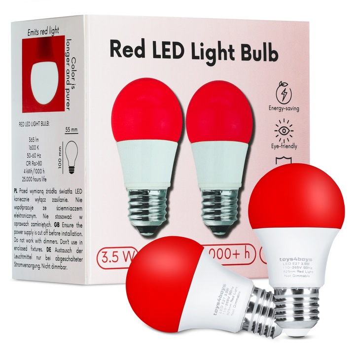ŻARÓWKA LED E27 CZERWONA ŻARÓWKI LED OZDOBNA DEKORACYJNA ZDROWY SEN