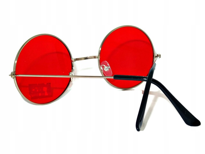 OKULARY VINTAGE LENONKI OKRĄGŁE METALOWE RETRO RED CZERWONE UV400