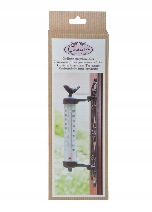 Żeliwny Termometr Zewnętrzny Ozdobny Ptak Ścienny