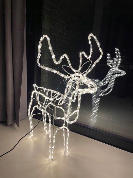 RENIFER ŚWIECĄCY LED DUŻY Z RUCHOMĄ GŁOWĄ BIAŁY CIEPŁY IP44 ZEWNĘTRZNY