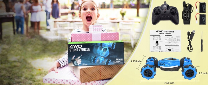 SAMOCHÓD ZDALNIE STEROWANY RC RĘKĄ GESTAMI PILOT AUTO PODŚWIETLENIE LED 4x4