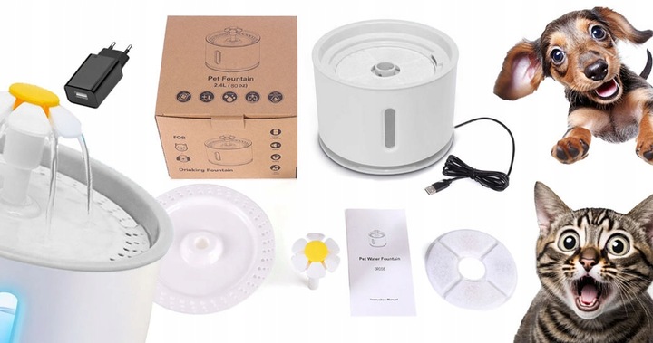 FONTANNA POIDEŁKO POIDŁO AUTOMATYCZNE MISKA WODNA ZWIERZĄT PSA KOTA 2.4L