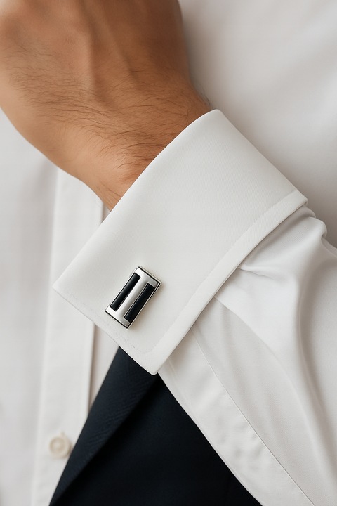 Srebrne spinki do mankietów koszuli stal szlachetna chirurgiczna 316L