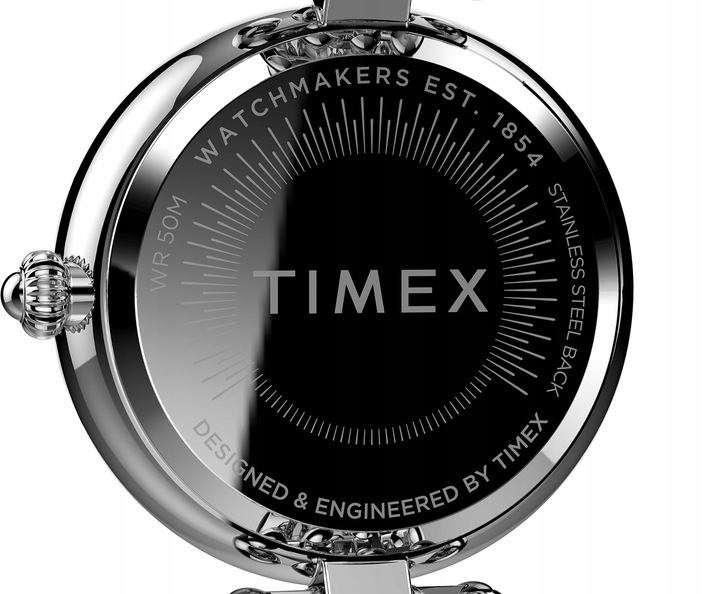 Zegarek damski srebrny na bransolecie TIMEX cyrkonie modny na prezent