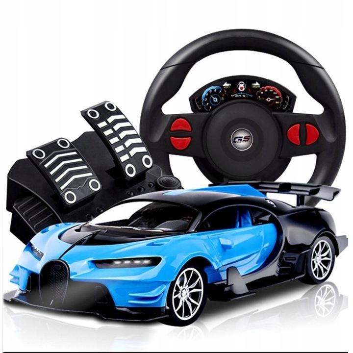 Samochód ZDALNIE STEROWANY RC AUTO KIEROWNICA PEDAŁY Niebieski