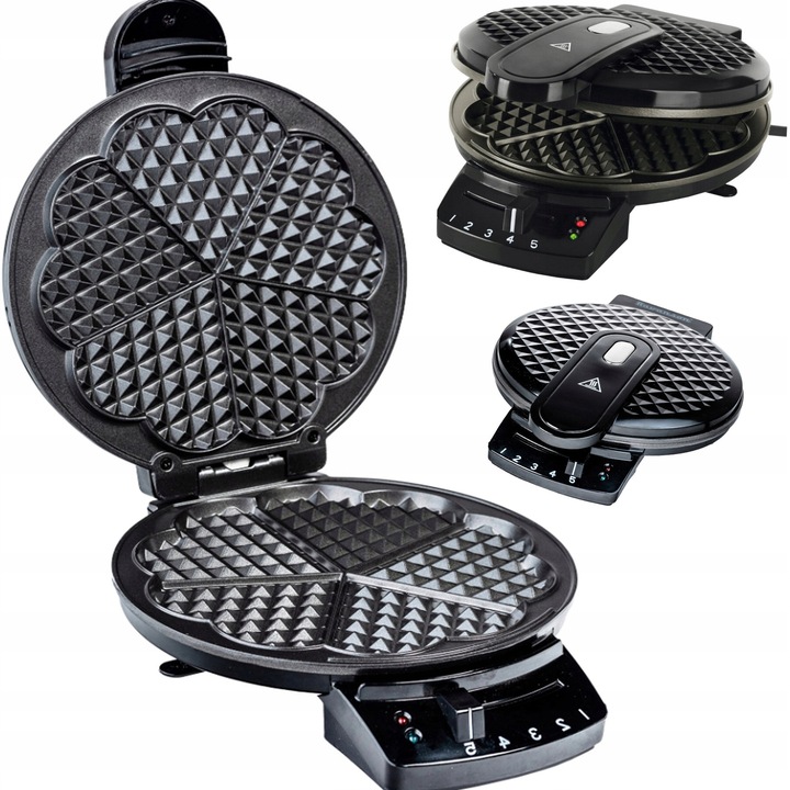 Gofrownica Ravanson GR-7010 1200 W czarne serce pyszne gofry