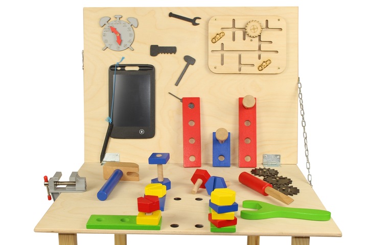 Drewn warsztat majsterkowicz tablet kłódka skrzynka 24 elementy + IMADŁO !!