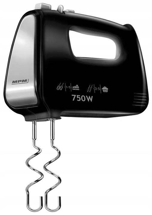 MOCNY MIKSER RĘCZNY CZARNY MPM 750W TURBO 5 PRĘDKOŚCI MMR-19C