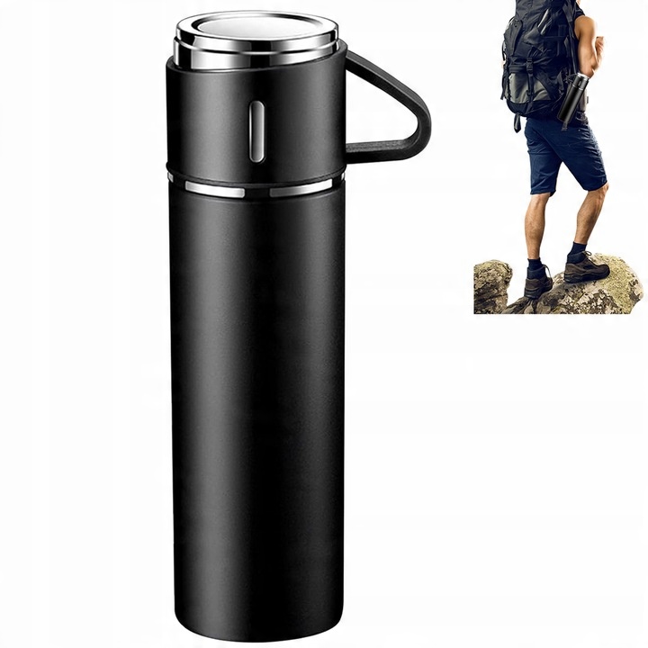 Termos Kubek DO KAWY HERBATY z dzióbkiem VACUUM LOCK STALOWY CZARNY