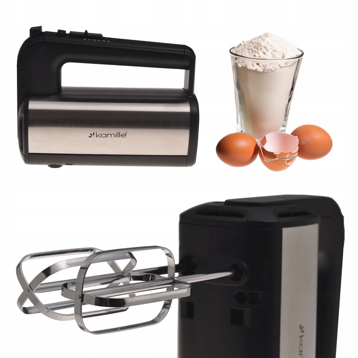 MIKSER RĘCZNY ROBOT KUCHENNY MOCNY 5 BIEGÓW 4 KOŃCÓWKI KAMILLE