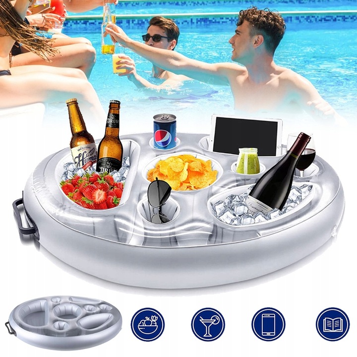 PŁYWAJĄCY STOLIK DO BASENU JACUZZI DMUCHANY BAREK NAPOJE DRINKI PRZEKĄSKI