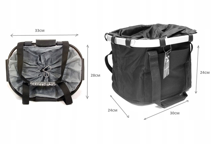 Torba KOSZYK do ROWERU rowerowy PIKNIK czarny