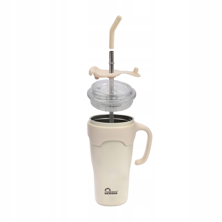 Kubek Termiczny Ze Słomką Majestic Sport Jelly 650 ml Biały