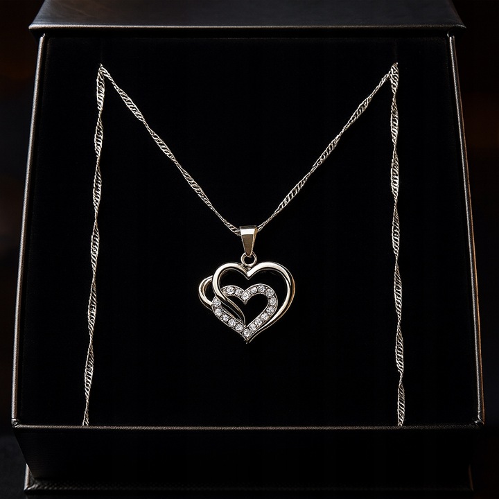 SREBRNY ŁAŃCUSZEK Z SERDUSZKIEM, PRÓBA 925, PREZENT DLA NIEJ + GRATISY