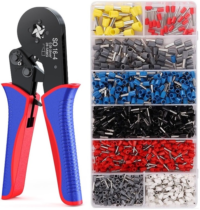 Zaciskarka Praska do Kabli 0,08 mm2 - 16 mm2 + 1200 tulejek izolowanych