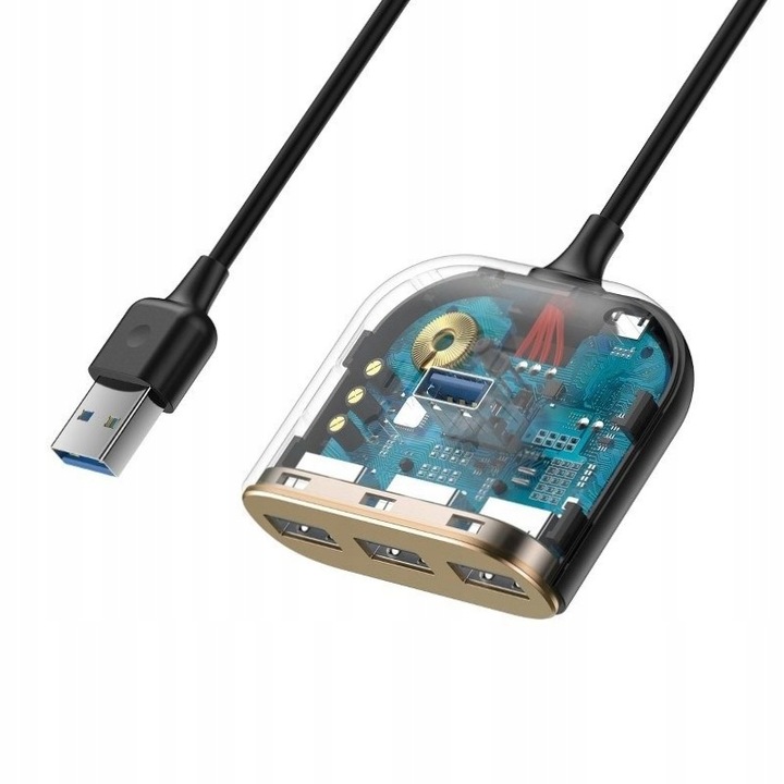 BASEUS ADAPTER PRZEJŚCIÓWKA HUB USB 4W1 1X USB 3.0 3X USB 2.0 MICROUSB 1M