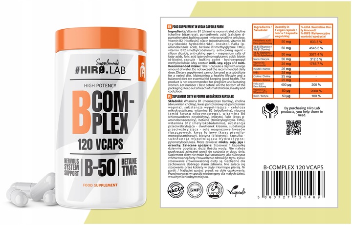 WITAMINA B COMPLEX KOMPLEKS B12 B6 B1 B3 B2 B-50 B-COMPLEX METHYL 120 HIRO