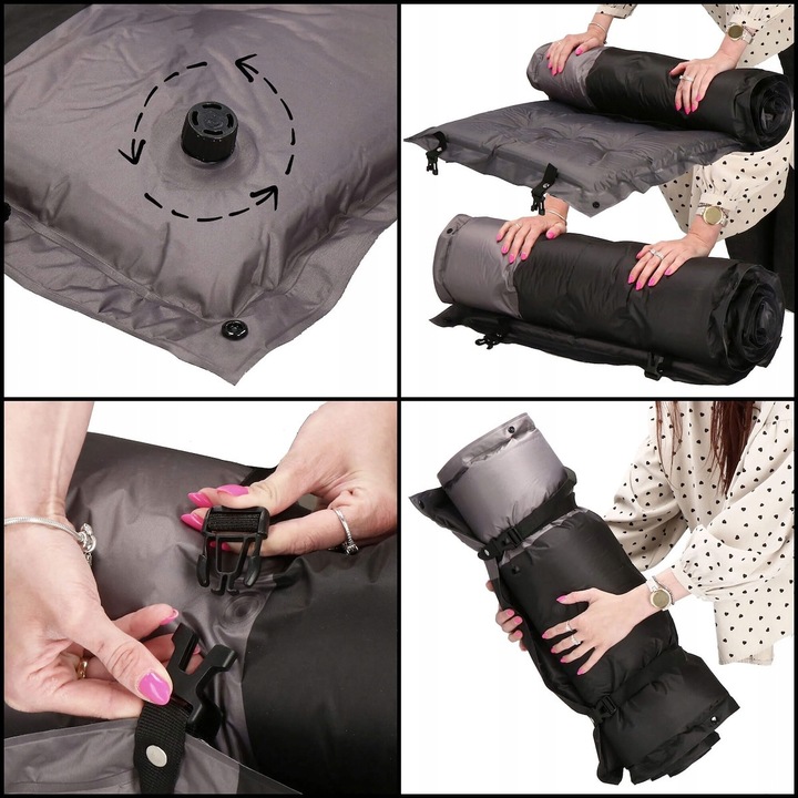 MATA SAMOPOMPUJĄCA KARIMATA TURYSTYCZNA Z PODUSZKĄ 180 cm DMUCHANA GRUBA