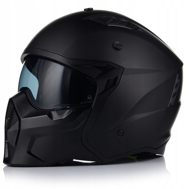 KASK MOTOCYKLOWY 4w1 VITO PREDATOR MATT ODPINANA SZCZĘKA + DASZEK + 2xSZYBA