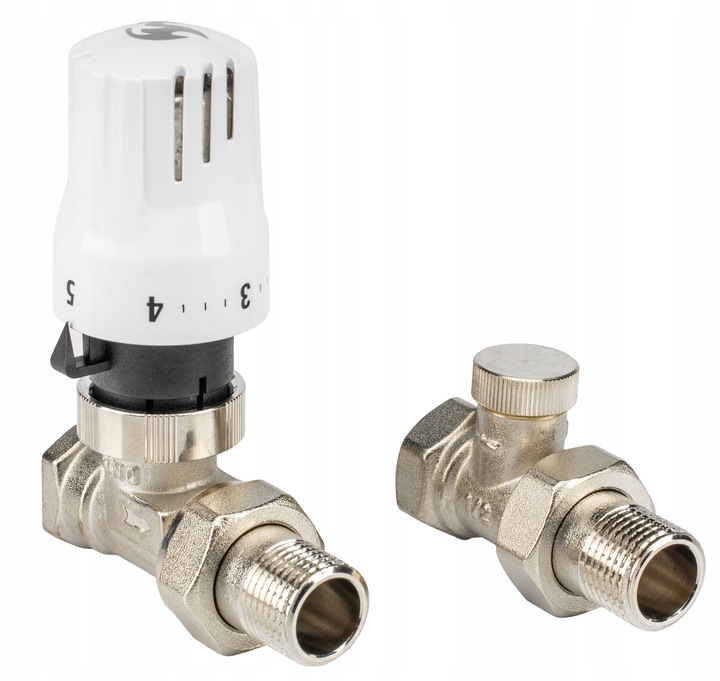 ZESTAW TERMOSTATYCZNY PROSTY ZAWORY FI 1/2" GŁOWICA TERMOSTATYCZNA KOMPLET