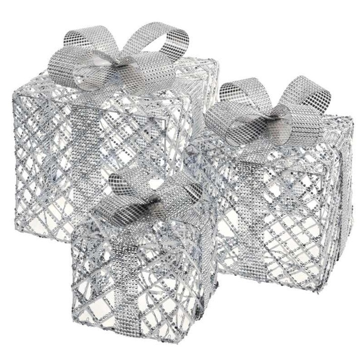 Prezent Świąteczny LED Dekoracja Świąteczna Podświetlany LED srebrny timer