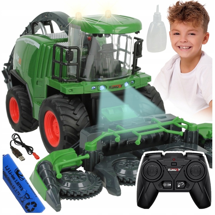 Zdalnie Sterowany Kombajn Ruchome Elementy Świeci DYM Prezent dla 5 6 Latka
