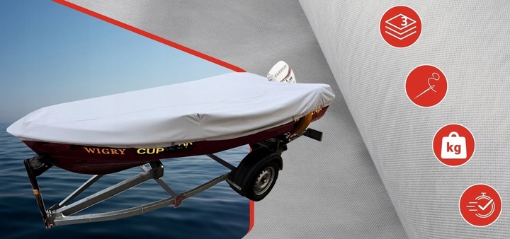Pokrowiec plandeka osłona przykrycie na łódź łódkę wędkarską 110g 330-360