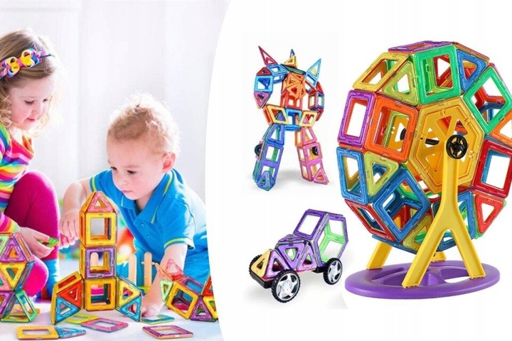 KLOCKI MAGNETYCZNE Zestaw 72 elementy Panele Figury 3D