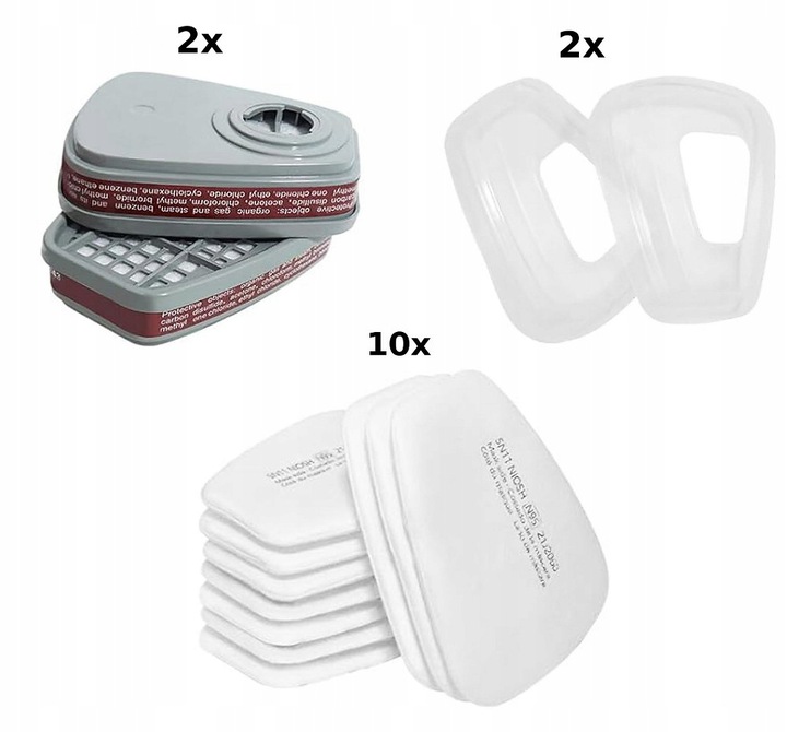 MASKA PRZECIWPYŁOWA 6800 OCHRONNA + 2x WKŁADY WĘGLOWE + 12x FILTRY Koanni