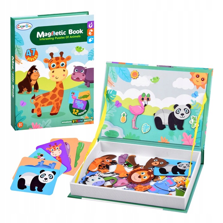 Książka układanka magnetyczna edukacyjna Safari Zwierzęta ZOO dla Dzieci