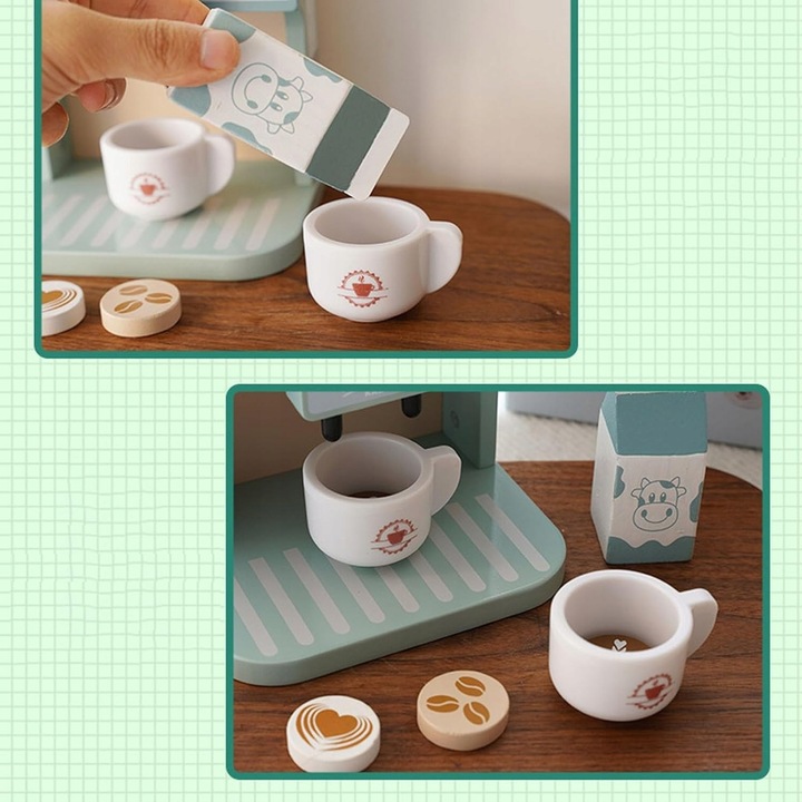 Drewniany ekspres do kawy kawiarnia akcesoria ZESTAW małego baristy (W058)