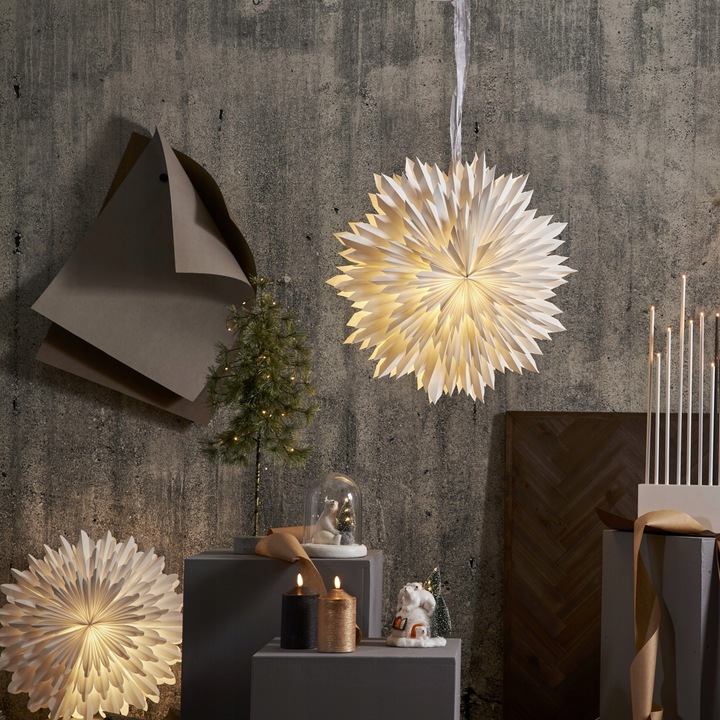 Gwiazda wisząca biała ICE 70 cm