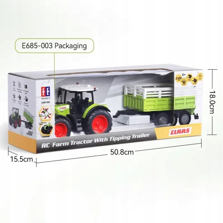 TRAKTOR CIĄGNIK Claas Arion 660 Z PRZYCZEPĄ ZDALNIE STEROWANY 1:24 RC