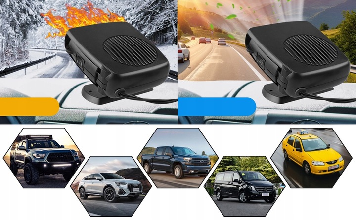 12V 200W PODGRZEWACZ SAMOCHODOWY PRZENOŚNY TERMOWENTYLATOR SAMOCHODOWY