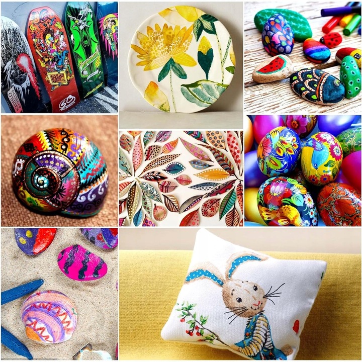 MARKERY AKRYLOWE ZESTAW 36 SZT Pisaki Flamastry Mazaki WODOODPORNE Z FARBĄ