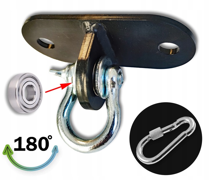 Uchwyt łożyskowany hak huśtawkowy mocowanie sufitowe OCYNKOWANE na czarno