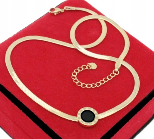 KOMPLET ZŁOTY 3 cz CZARNE OCZKO STAL CHIRURGICZNA